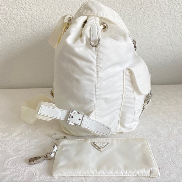 Prada white Re-Nylon medium backpack with pouch - Picture 3 of 16